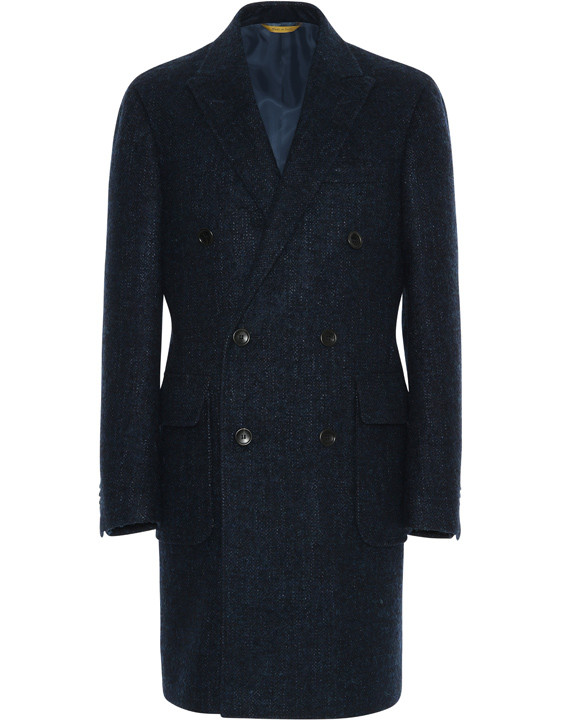 Blue Melange Double-breasted Overcoat 1